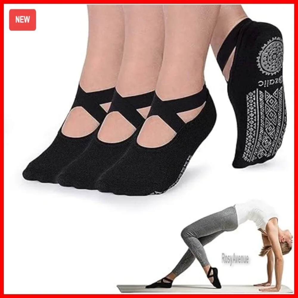 Non-Slip Pilates Socks with Silicone Grips for Yoga Barre Dance Workout